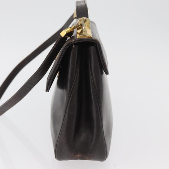Christian Dior Handtasche Kalbsleder 2way Dunkelbraun Gold Original 180355
