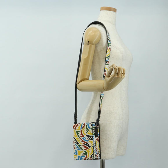 FENDI Zucca Canvas Vertigo Shoulder Bag PVC Multicolor Silver Auth 180356M