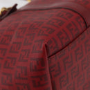 FENDI Zucchino Canvas Tragetasche PVC Rot Gold Auth 180357A-10