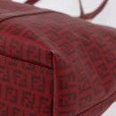 FENDI Zucchino Canvas Tragetasche PVC Rot Gold Auth 180357A-13