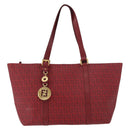 FENDI Zucchino Canvas Tragetasche PVC Rot Gold Auth 180357A-2