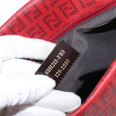 FENDI Zucchino Canvas Tragetasche PVC Rot Gold Auth 180357A-21