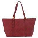 FENDI Zucchino Canvas Tragetasche PVC Rot Gold Auth 180357A-3