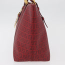 FENDI Zucchino Canvas Tragetasche PVC Rot Gold Auth 180357A-4