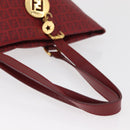 FENDI Zucchino Canvas Tragetasche PVC Rot Gold Auth 180357A-7