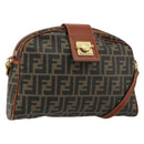 FENDI Zucca Canvas Shoulder Bag PVC Black Brown Auth 180358A-1