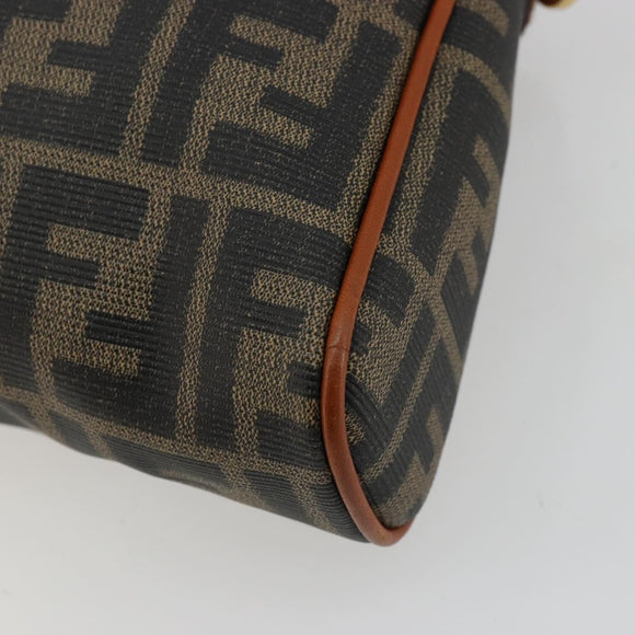 FENDI Zucca Canvas Shoulder Bag PVC Black Brown Auth 180358A