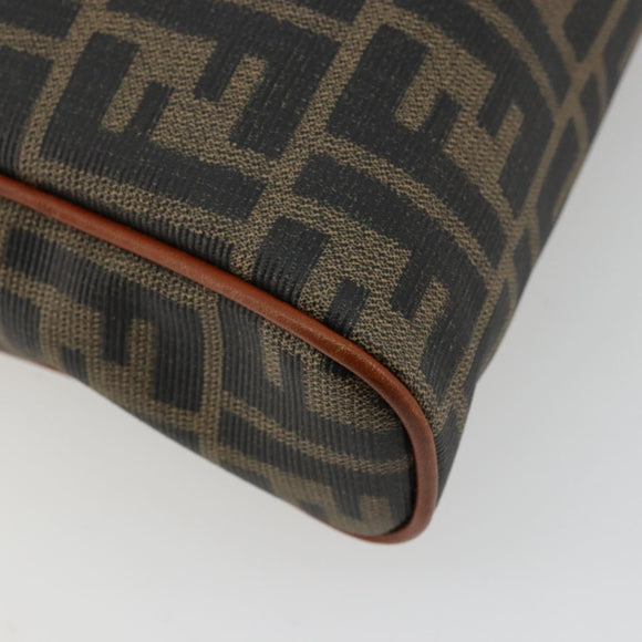 FENDI Zucca Canvas Shoulder Bag PVC Black Brown Auth 180358A