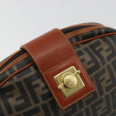 FENDI Zucca Canvas Shoulder Bag PVC Black Brown Auth 180358A-18