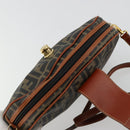 FENDI Zucca Canvas Shoulder Bag PVC Black Brown Auth 180358A-9