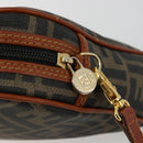 FENDI Zucca Canvas Shoulder Bag PVC Black Brown Auth 180358A-10