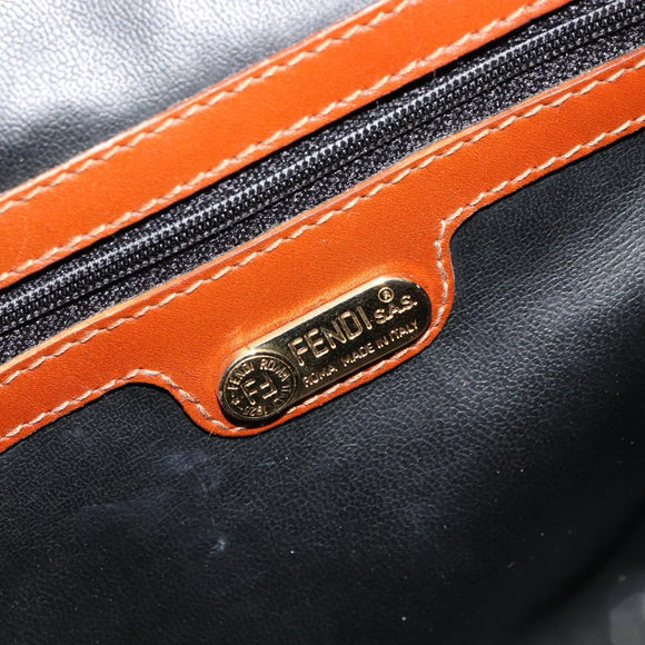 FENDI Zucca Canvas Shoulder Bag PVC Black Brown Auth 180358A