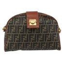 FENDI Zucca Canvas Shoulder Bag PVC Black Brown Auth 180358A-13