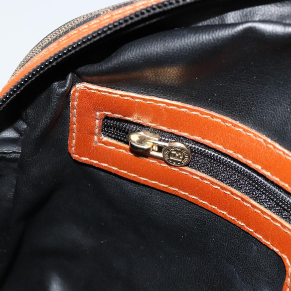 FENDI Zucca Canvas Shoulder Bag PVC Black Brown Auth 180358A