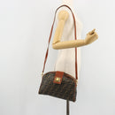 FENDI Zucca Canvas Shoulder Bag PVC Black Brown Auth 180358A-23