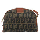 FENDI Zucca Canvas Shoulder Bag PVC Black Brown Auth 180358A-2
