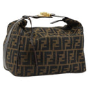 FENDI Zucca Canvas Handtasche Braun Schwarz Auth 180359-1