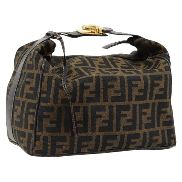FENDI Zucca Canvas Handtasche Braun Schwarz Auth 180359