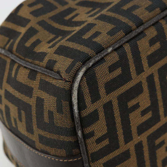 FENDI Zucca Canvas Handtasche Braun Schwarz Auth 180359