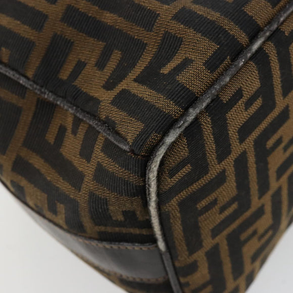 FENDI Zucca Canvas Handtasche Braun Schwarz Auth 180359