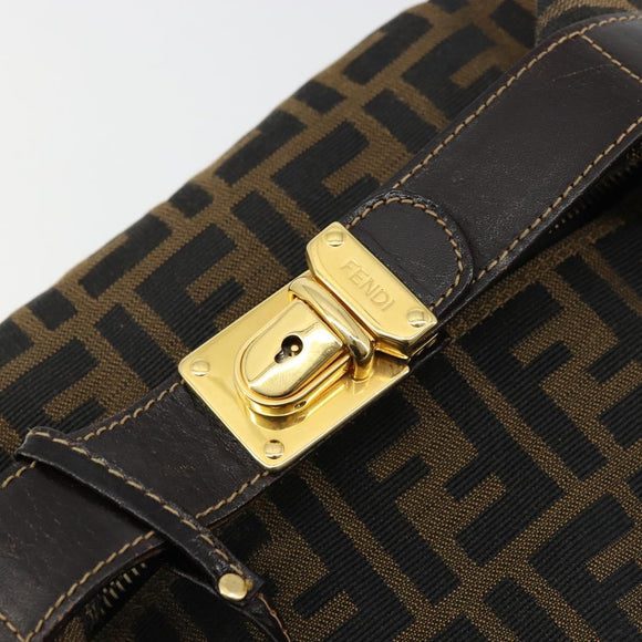 FENDI Zucca Canvas Handtasche Braun Schwarz Auth 180359