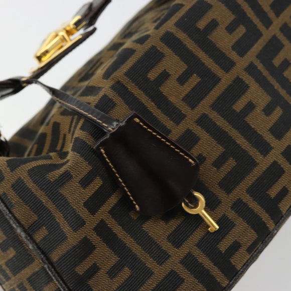 FENDI Zucca Canvas Handtasche Braun Schwarz Auth 180359