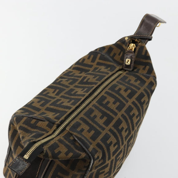 FENDI Zucca Canvas Handtasche Braun Schwarz Auth 180359
