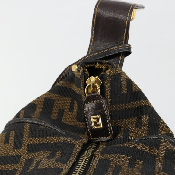 FENDI Zucca Canvas Handtasche Braun Schwarz Auth 180359
