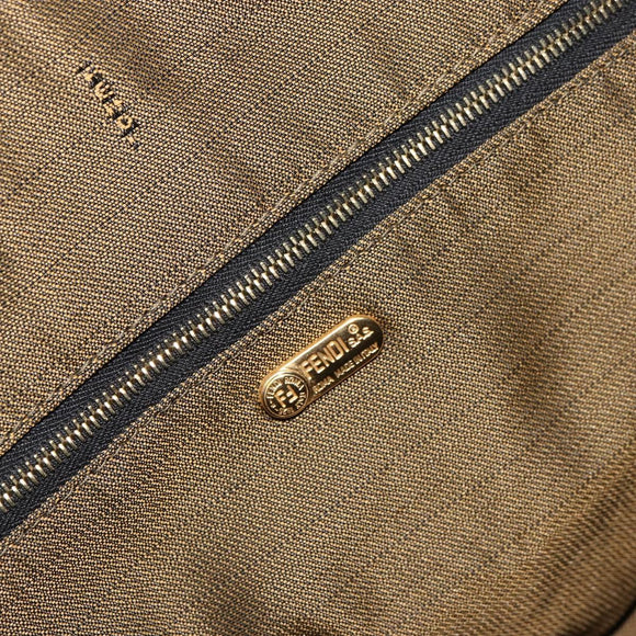 FENDI Zucca Canvas Handtasche Braun Schwarz Auth 180359