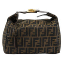 FENDI Zucca Canvas Handtasche Braun Schwarz Auth 180359-13