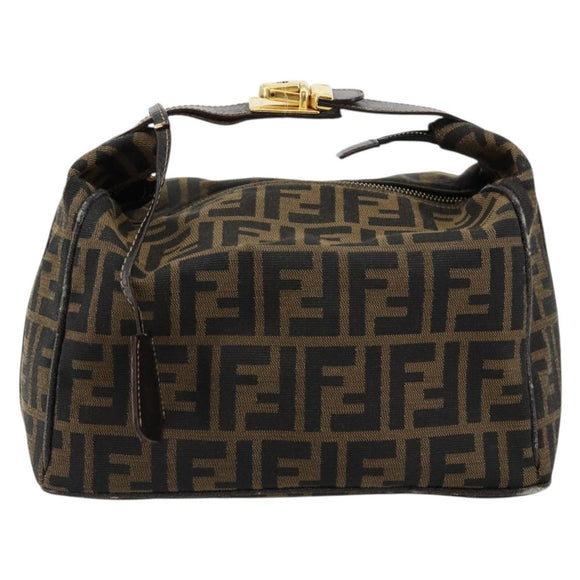 FENDI Zucca Canvas Handtasche Braun Schwarz Auth 180359