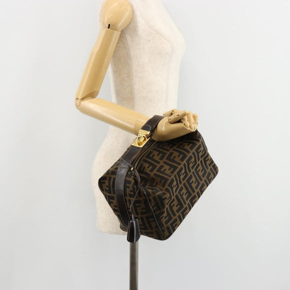 FENDI Zucca Canvas Handtasche Braun Schwarz Auth 180359