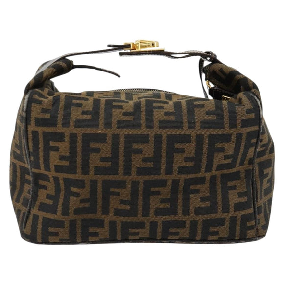 FENDI Zucca Canvas Handtasche Braun Schwarz Auth 180359