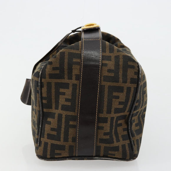 FENDI Zucca Canvas Handtasche Braun Schwarz Auth 180359