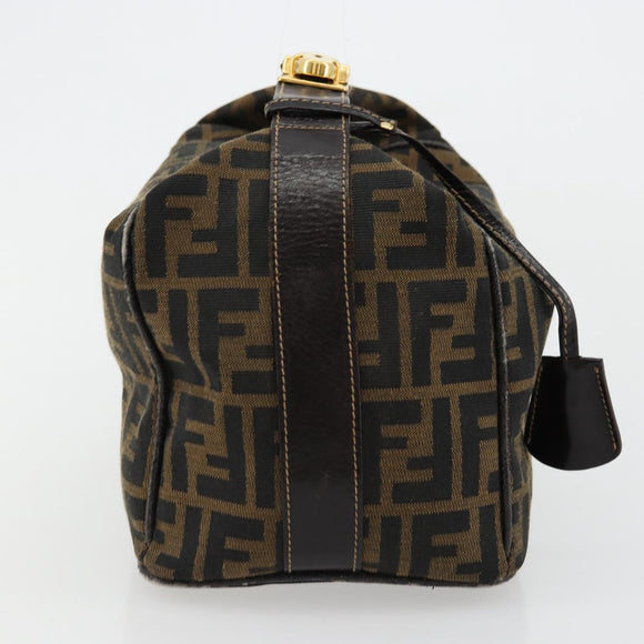 FENDI Zucca Canvas Handtasche Braun Schwarz Auth 180359