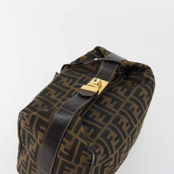 FENDI Zucca Canvas Handtasche Braun Schwarz Auth 180359