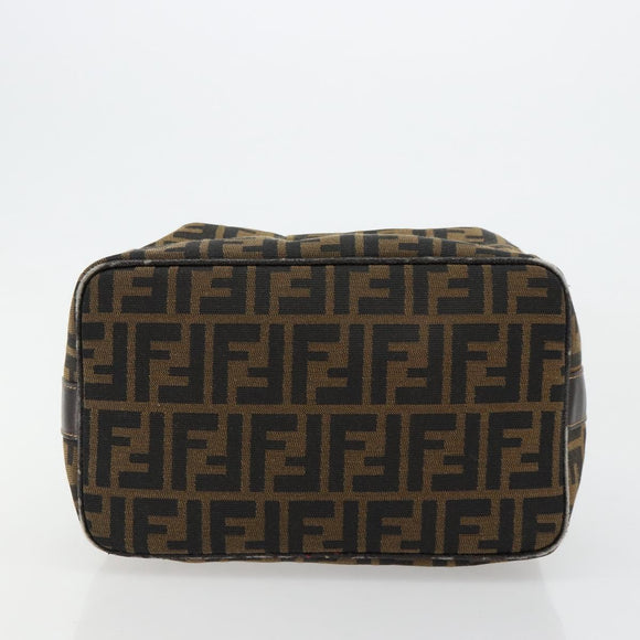 FENDI Zucca Canvas Handtasche Braun Schwarz Auth 180359