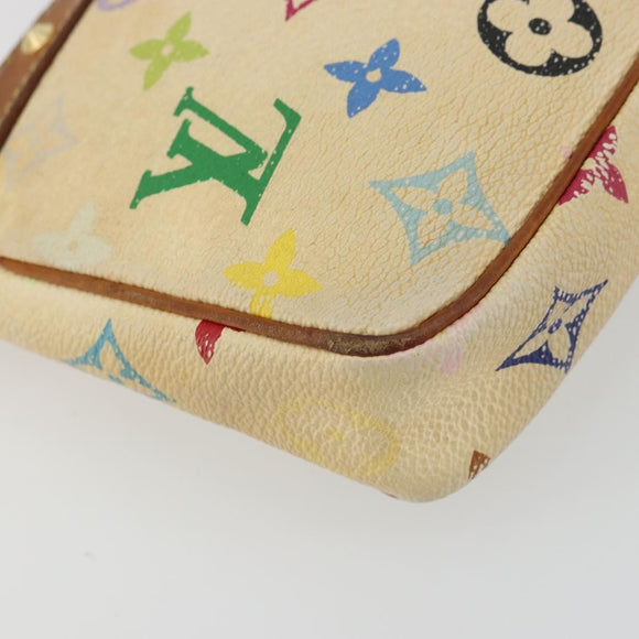 LOUIS VUITTON Monogram Multicolor Pochette Pouch White M92649 LV Auth 180382