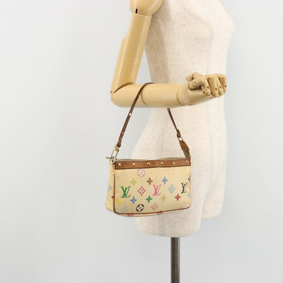 LOUIS VUITTON Monogram Multicolor Pochette Pouch White M92649 LV Auth 180382