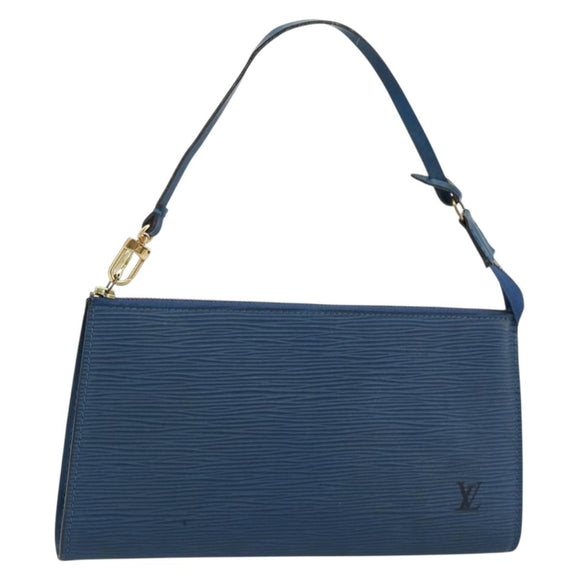LOUIS VUITTON Epi Pochette Accessoires Pouch Blue M52985 LV Auth 180384
