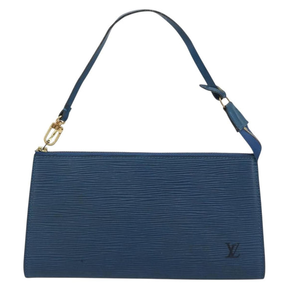 LOUIS VUITTON Epi Pochette Accessoires Pouch Blue M52985 LV Auth 180384