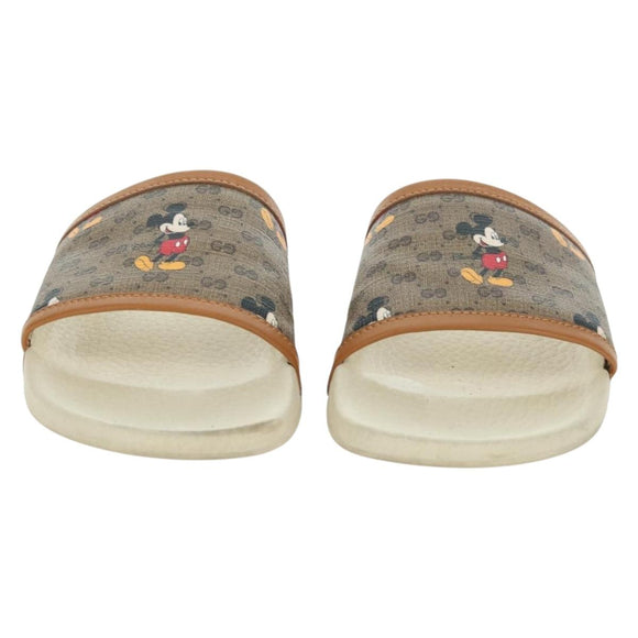 GUCCI Micro GG Supreme Disney Sandals PVC Beige Gold Auth 180388M