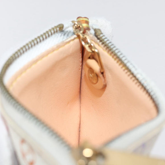 LOUIS VUITTON Monogram Multicolor Pochette Cles Purse White M92655 Auth 180390