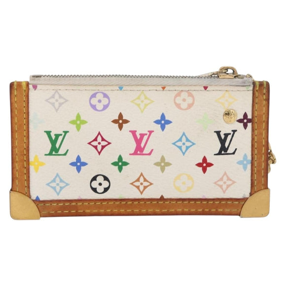 LOUIS VUITTON Monogram Multicolor Pochette Cles Purse White M92655 Auth 180390