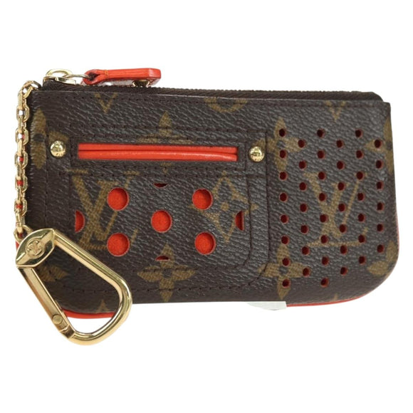 LOUIS VUITTON Monogram Perfo Pochette Cles Coin Purse Orange M95222 Auth 180394M