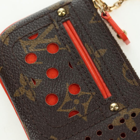 LOUIS VUITTON Monogram Perfo Pochette Cles Coin Purse Orange M95222 Auth 180394M
