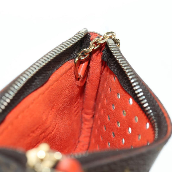 LOUIS VUITTON Monogram Perfo Pochette Cles Coin Purse Orange M95222 Auth 180394M