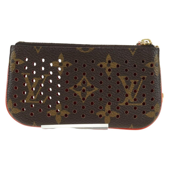 LOUIS VUITTON Monogram Perfo Pochette Cles Coin Purse Orange M95222 Auth 180394M