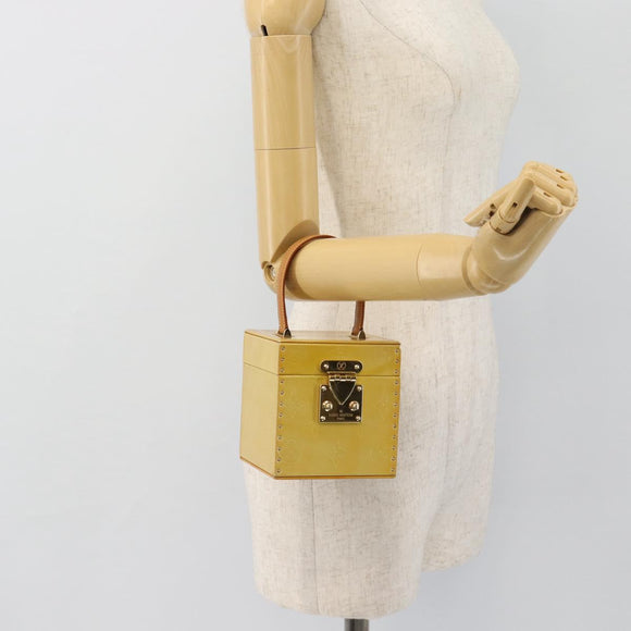 LOUIS VUITTON Monogram Vernis Bleecker Cosmetic Pouch Beige M91002 Auth 180424