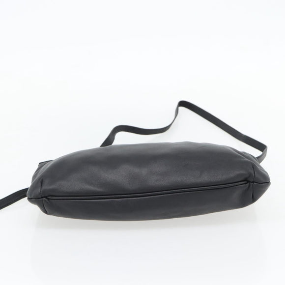 CELINE Shoulder Bag Leather Black Gold Auth 180429